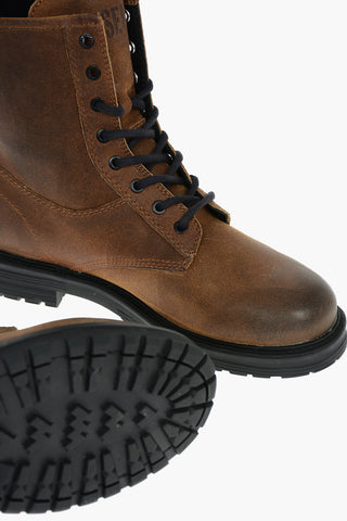 Contrasting Laces Leather D-ALABHAMA CB Combat Booties