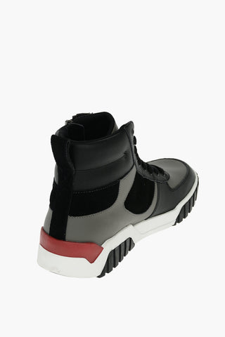Leather S-RUA MID SK High Top Sneakers with Suede Details