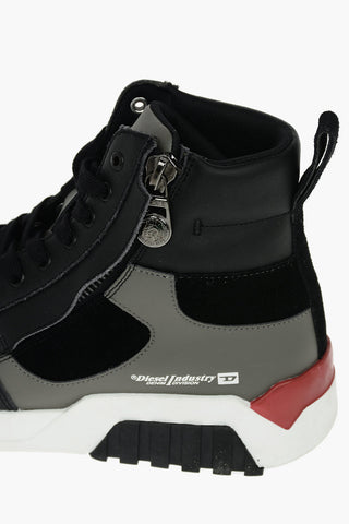 Leather S-RUA MID SK High Top Sneakers with Suede Details