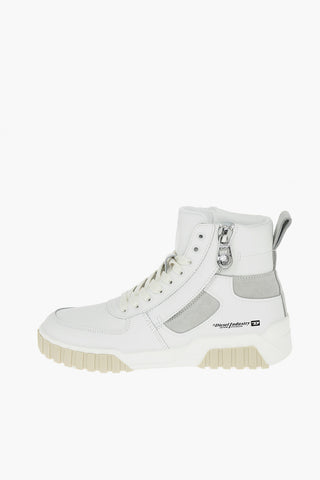 Leather S-RUA MID SK High Top Sneakers with Suede Details