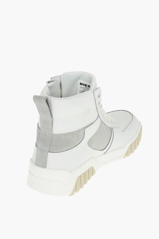 Leather S-RUA MID SK High Top Sneakers with Suede Details