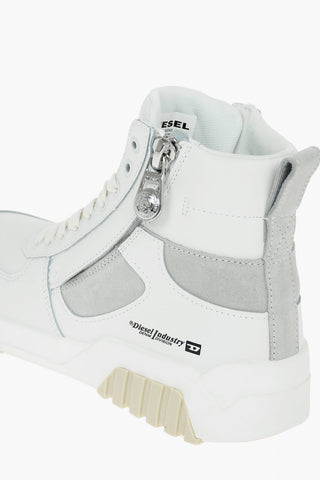 Leather S-RUA MID SK High Top Sneakers with Suede Details