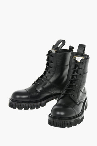 Leather BERNINI Maine Lace-up Bootied with Logoed Plate