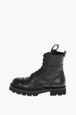 Leather BERNINI Maine Lace-up Bootied with Logoed Plate