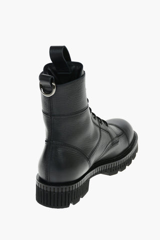 Leather BERNINI Maine Lace-up Bootied with Logoed Plate