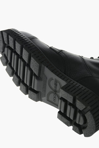 Leather BERNINI Maine Lace-up Bootied with Logoed Plate