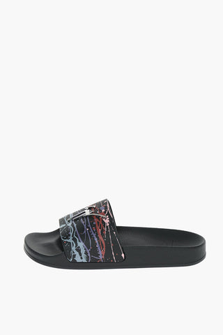 Leather NEW BUREL 10 Slides with Logoed Embellishment