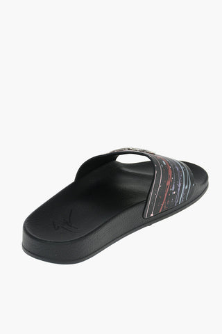 Leather NEW BUREL 10 Slides with Logoed Embellishment