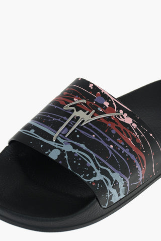 Leather NEW BUREL 10 Slides with Logoed Embellishment