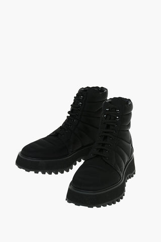 Nylon Leather MICHELANGELO Combat Boots with Logoed Statement Sole