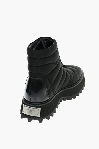 Nylon Leather MICHELANGELO Combat Boots with Logoed Statement Sole
