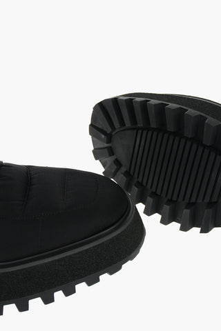 Nylon Leather MICHELANGELO Combat Boots with Logoed Statement Sole