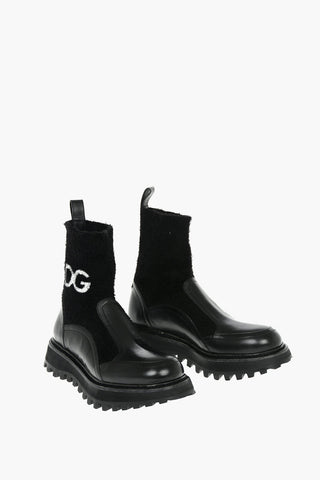 Knitted Leather BERNINI Pull-on Booties with Logo