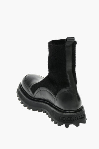 Knitted Leather BERNINI Pull-on Booties with Logo
