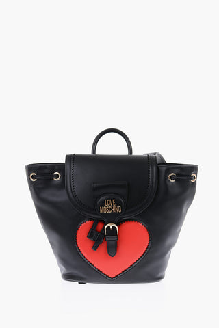 LOVE Faux-leather Square Backpack with Maxi Heart