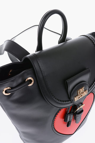 LOVE Faux-leather Square Backpack with Maxi Heart