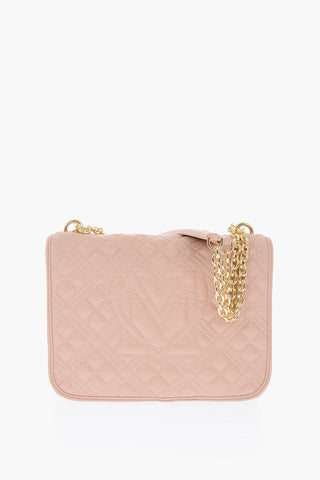 LOVE Faux Leather Quilted Shoulder Bag