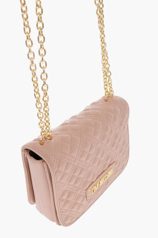 LOVE Faux Leather Quilted Shoulder Bag