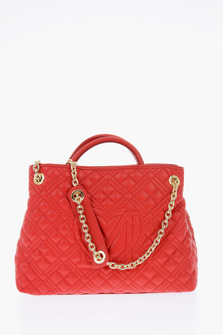 LOVE Faux Leather Quilted Hand Bag with Golden Chain