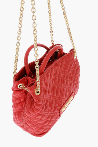LOVE Faux Leather Quilted Hand Bag with Golden Chain