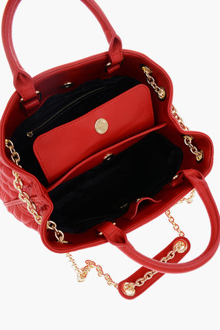 LOVE Faux Leather Quilted Hand Bag with Golden Chain