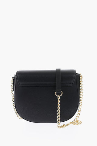 LOVE Textured Faux Leather Saddle Bag with Embossed Logo