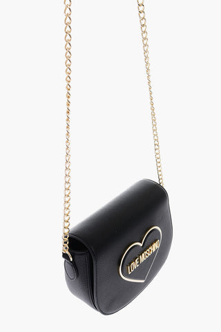 LOVE Textured Faux Leather Saddle Bag with Embossed Logo