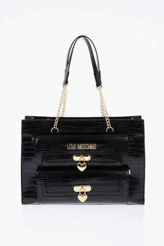 LOVE Borsa Tote in Ecopelle con Motivo Coccodrillo