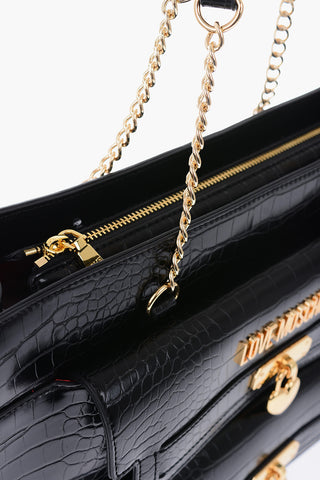 LOVE Borsa Tote in Ecopelle con Motivo Coccodrillo