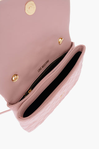 LOVE Faux Leather Quilted Shoulder Bag