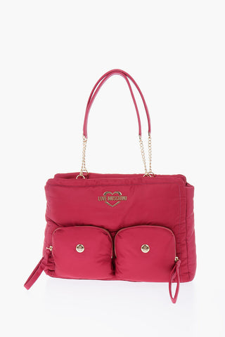 LOVE Fabric Shoulder Bag with Golden Chain