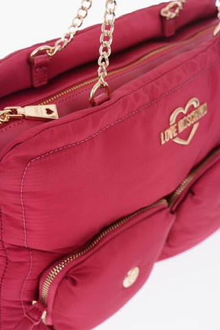 LOVE Fabric Shoulder Bag with Golden Chain
