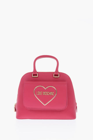LOVE Pebbled Faux Leather Handbag with Heart Logo