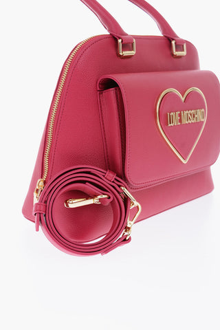 LOVE Pebbled Faux Leather Handbag with Heart Logo