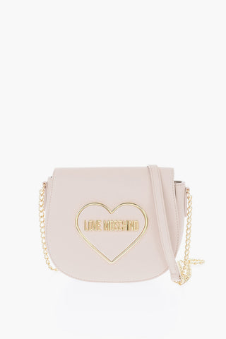LOVE Textured Faux Leather Saddle Bag with Embossed Logo