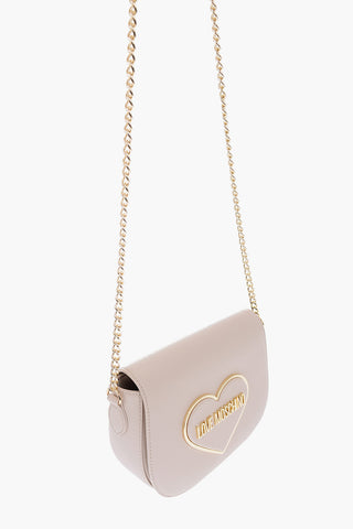 LOVE Textured Faux Leather Saddle Bag with Embossed Logo