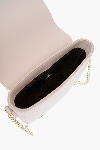 LOVE Textured Faux Leather Saddle Bag with Embossed Logo