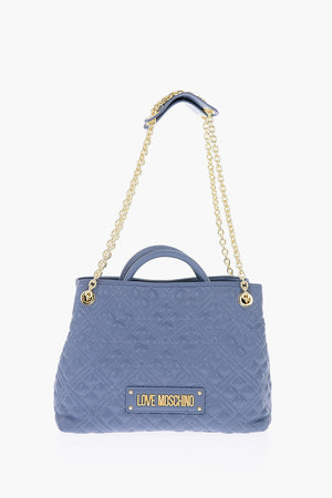 LOVE Quilted Eco-Leather Bag with Gold Chain