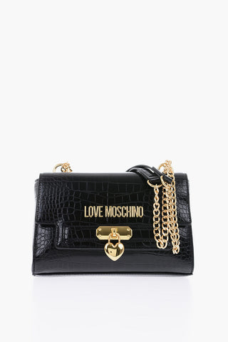 LOVE Faux Leather Crocodile Effect Shoulder Bag