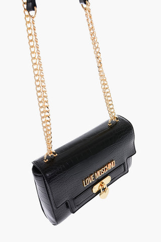 LOVE Faux Leather Crocodile Effect Shoulder Bag