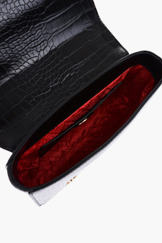 LOVE Faux Leather Crocodile Effect Shoulder Bag