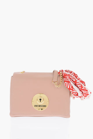 LOVE Golden Logo Faux Leather Saddle Bag with Neckerchief