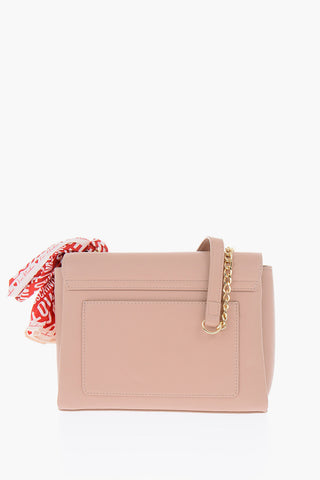 LOVE Golden Logo Faux Leather Saddle Bag with Neckerchief