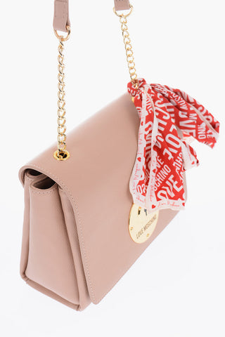 LOVE Golden Logo Faux Leather Saddle Bag with Neckerchief