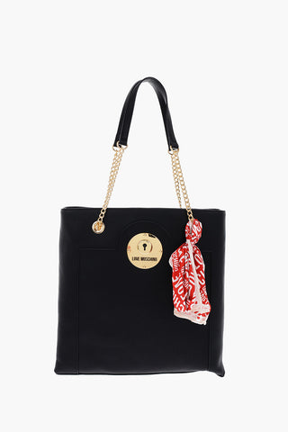 LOVE Faux Leather Bag with Golden Details and Neckerchief