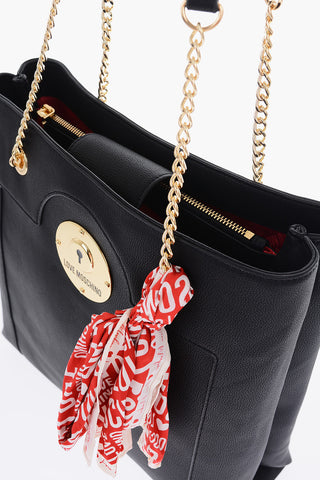 LOVE Faux Leather Bag with Golden Details and Neckerchief