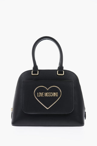 n 	LOVE Textured Faux Leather Hand Bag with Heart Logo