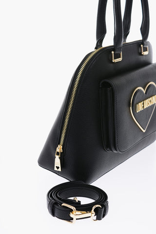 n 	LOVE Textured Faux Leather Hand Bag with Heart Logo