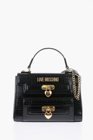 LOVE Faux Leather Crocodile Printed Mini Hand Bag