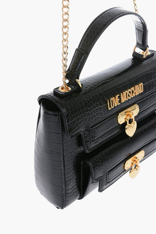 LOVE Faux Leather Crocodile Printed Mini Hand Bag